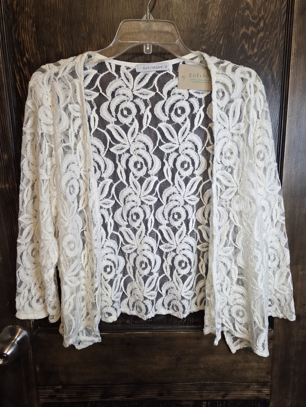 NWT Cut Loose White Floral Lace Open Cardigan